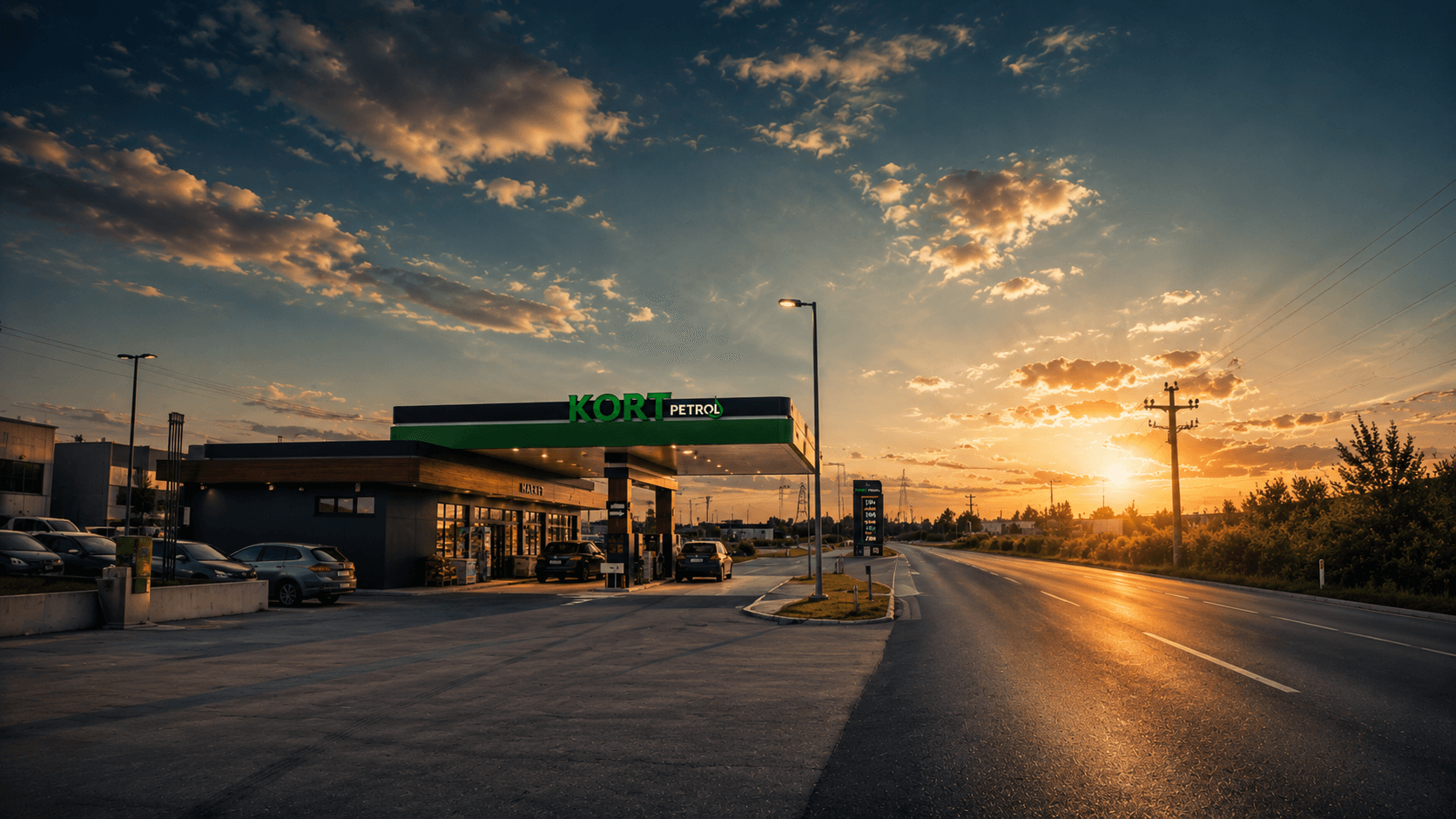 KORT PETROL pumpa u zalasku sunca