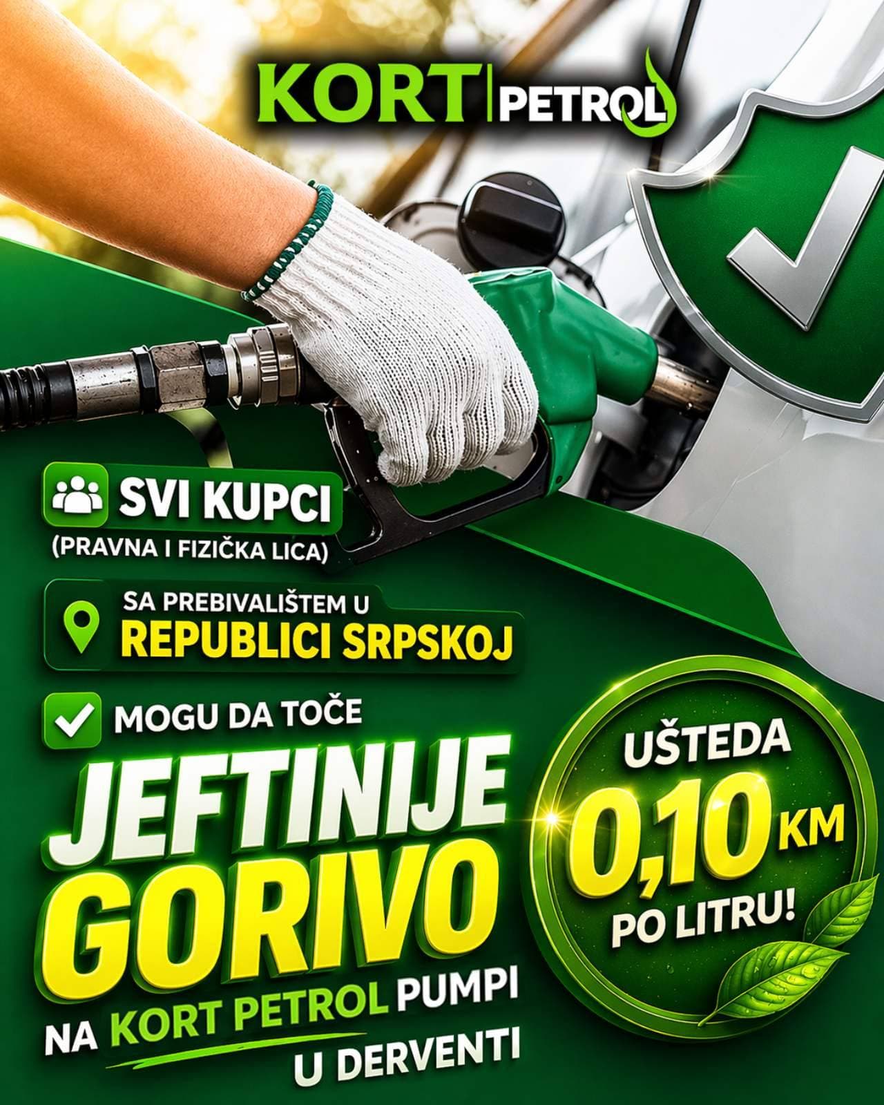 Nastavljamo akciju popusta od 0,10 KM/L za stanovnike RS